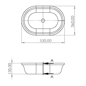 TURNER HASTINGS BLANCHE OVAL TITANCAST SOLID SURFACE HANDCRAFTED ABOVE COUNTER BASIN POWDER GREY 530MM