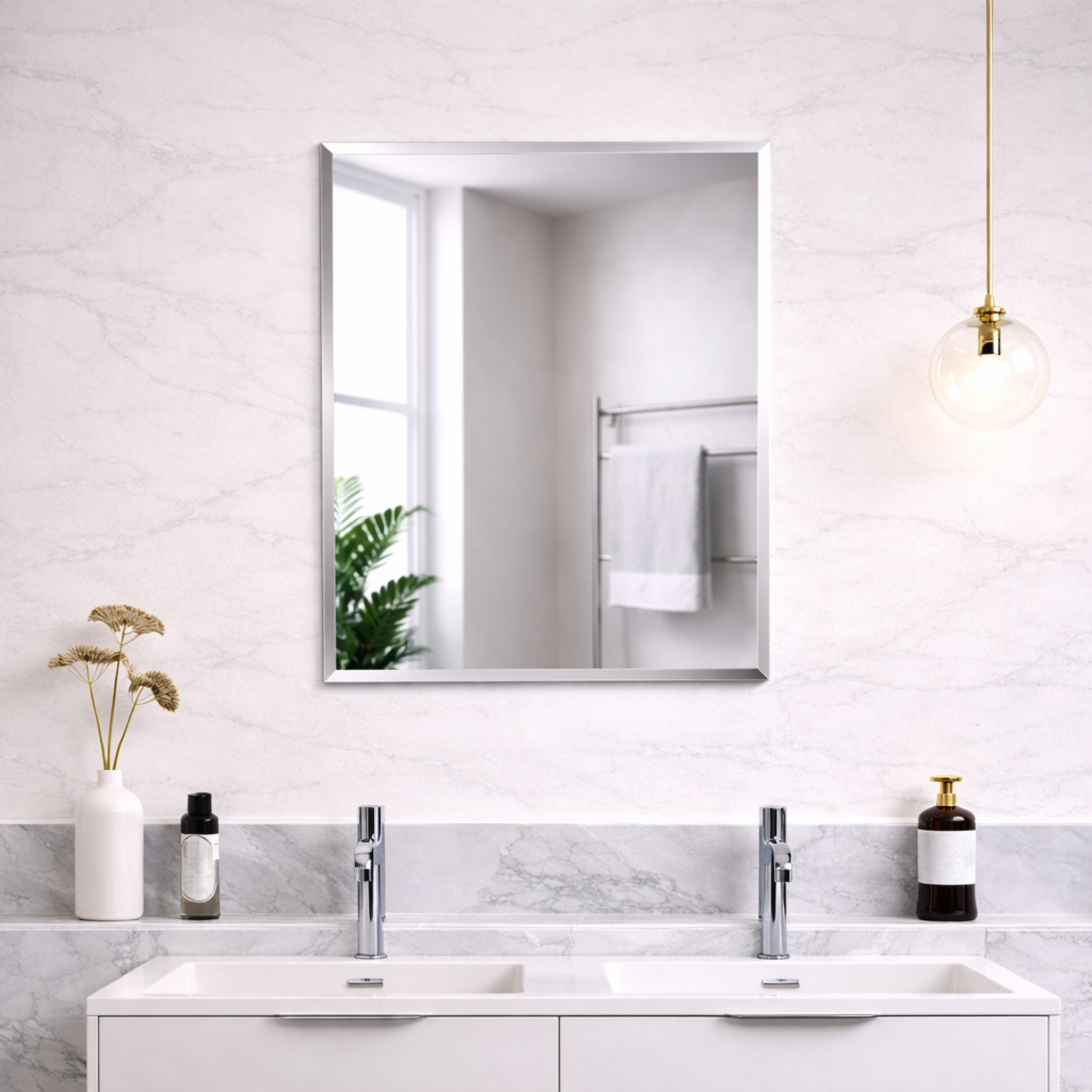 POSEIDON JASPER RECTANGULAR FRAMELESS BEVEL EDGE PLAIN MIRROR 450X600MM
