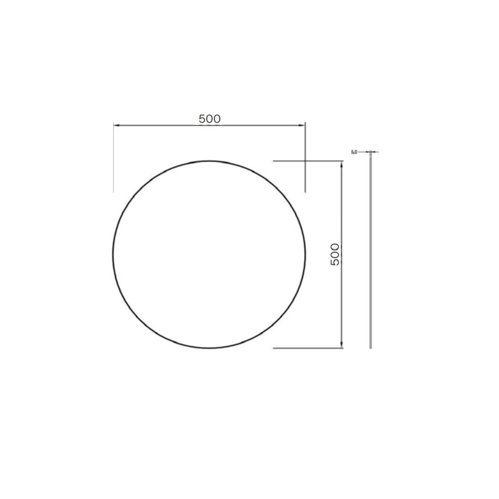 POSEDION LUNA ROUND FRAMELESS BEVEL EDGE PLAIN MIRROR 500X500MM