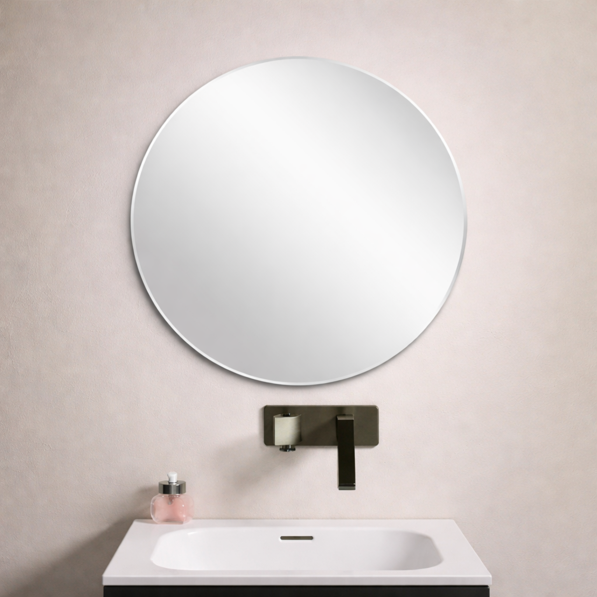 POSEDION LUNA ROUND FRAMELESS BEVEL EDGE PLAIN MIRROR 600X600MM