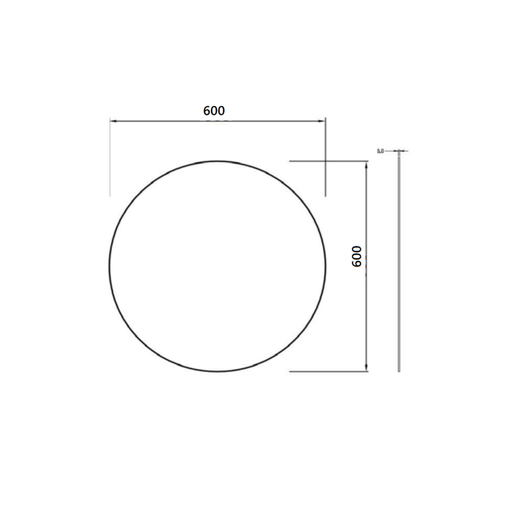POSEDION LUNA ROUND FRAMELESS BEVEL EDGE PLAIN MIRROR 600X600MM