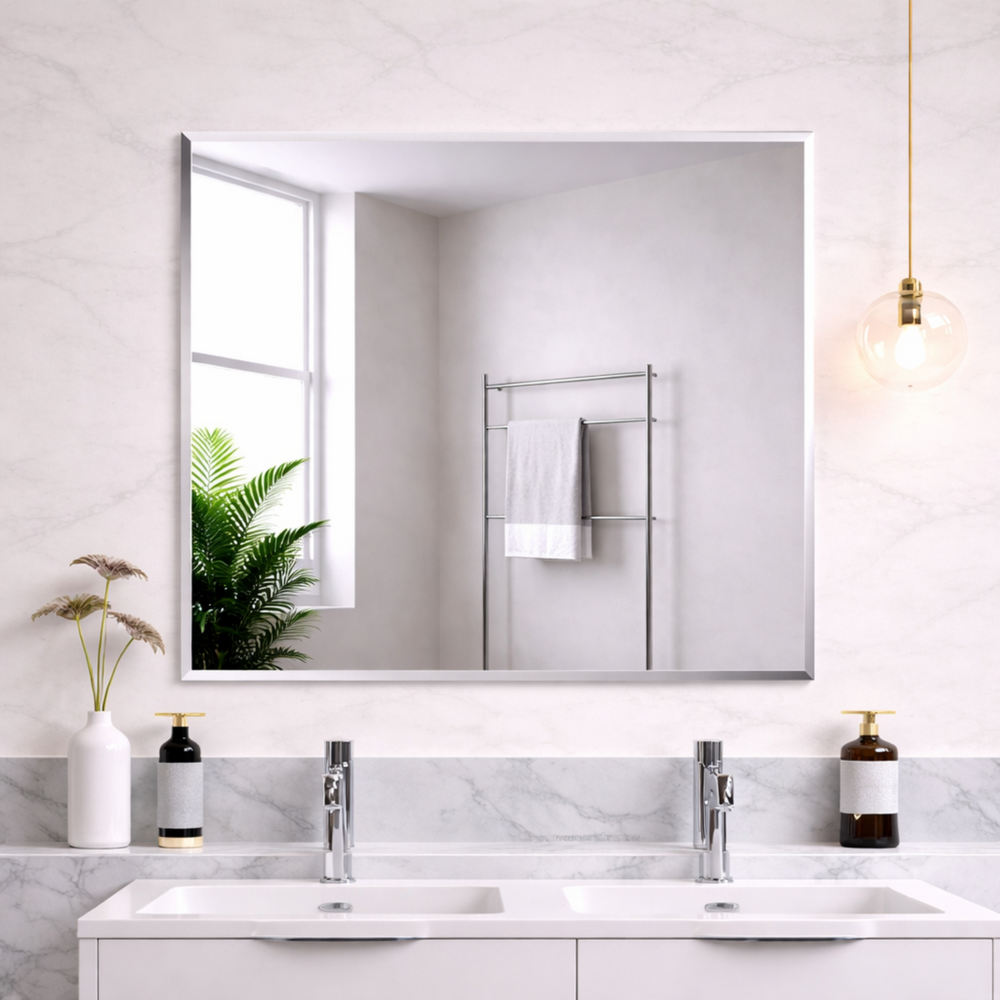 POSEIDON JASPER SQUARE FRAMELESS BEVEL EDGE PLAIN MIRROR 750X750MM
