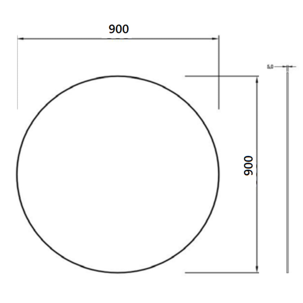 POSEDION LUNA ROUND FRAMELESS BEVEL EDGE PLAIN MIRROR 900X900MM