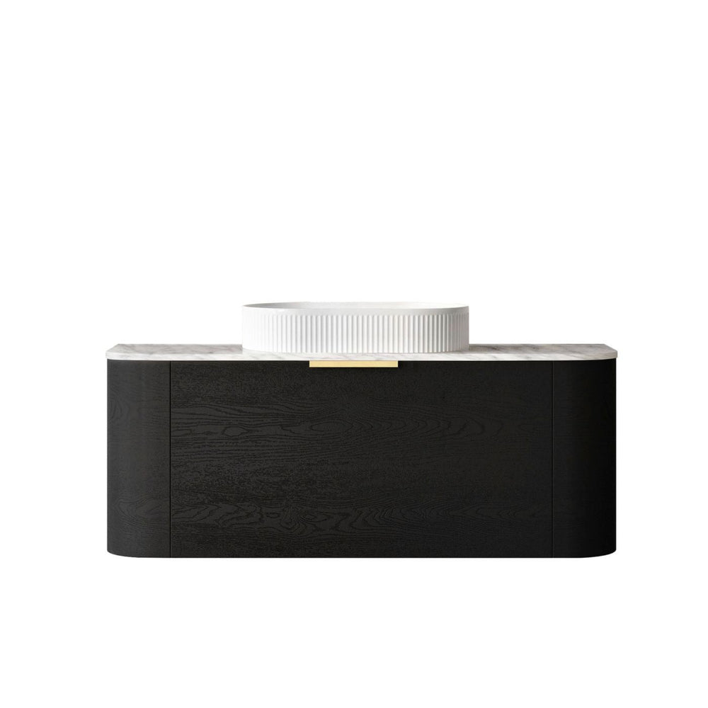 OTTI BONDI BLACK OAK 1200MM CURVE SINGLE BOWL WALL HUNG VANITY (SHOWROOM DISPLAY)