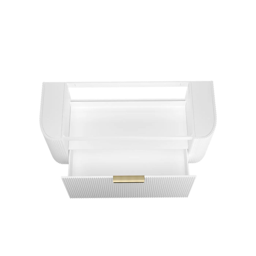 OTTI BONDI MATTE WHITE FLUTED 1200MM CURVE SINGLE BOWL WALL HUNG VANITY