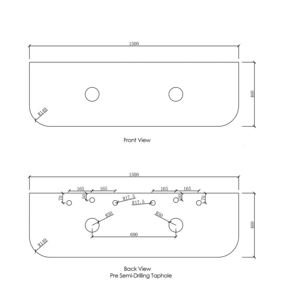 OTTI BONDI NATURAL OAK 1500MM CURVE DOUBLE BOWL WALL HUNG VANITY