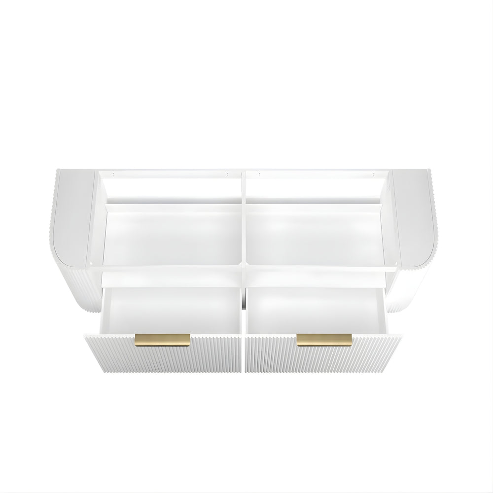 OTTI BONDI MATTE WHITE FLUTED 1500MM CURVE DOUBLE BOWL WALL HUNG VANITY
