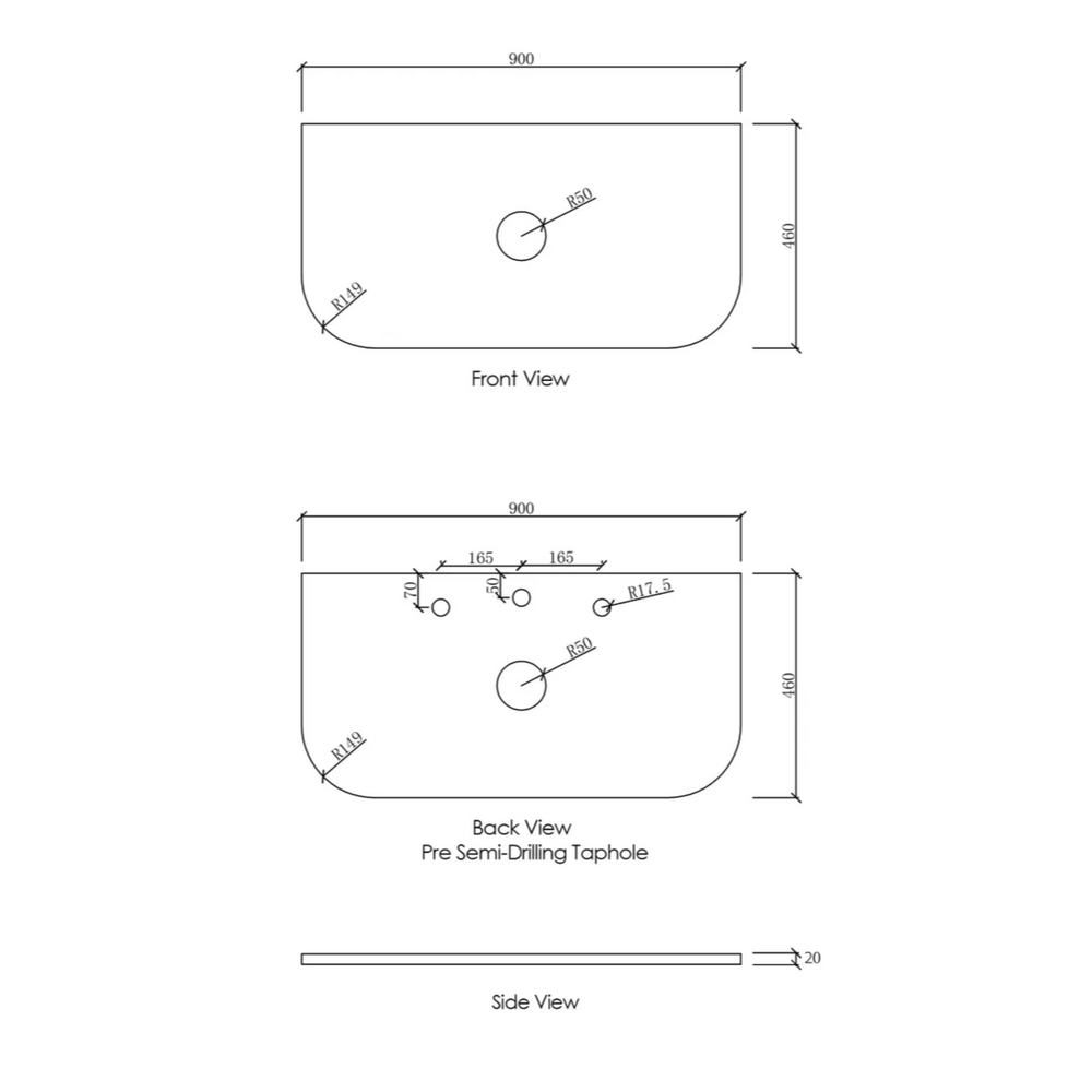 OTTI BONDI NATURAL OAK 900MM CURVE SINGLE BOWL WALL HUNG VANITY