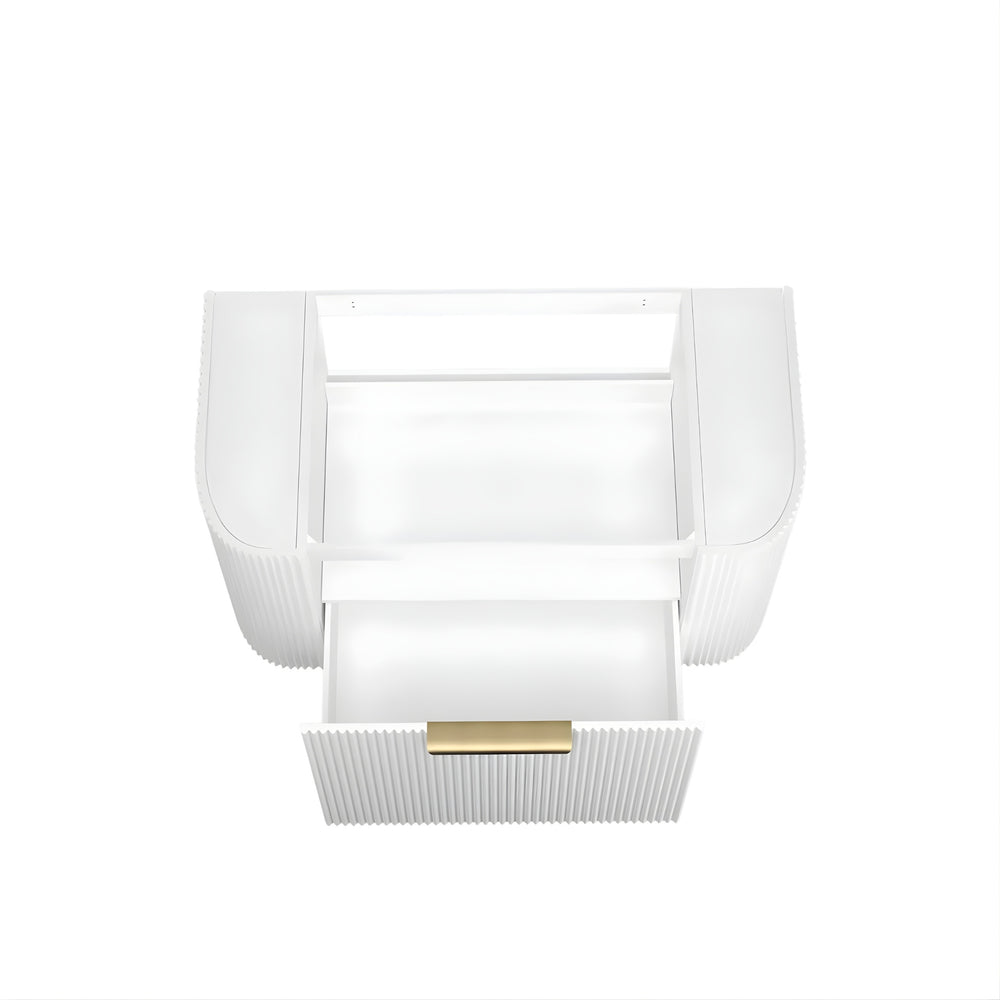 OTTI BONDI MATTE WHITE FLUTED 900MM CURVE SINGLE BOWL WALL HUNG VANITY