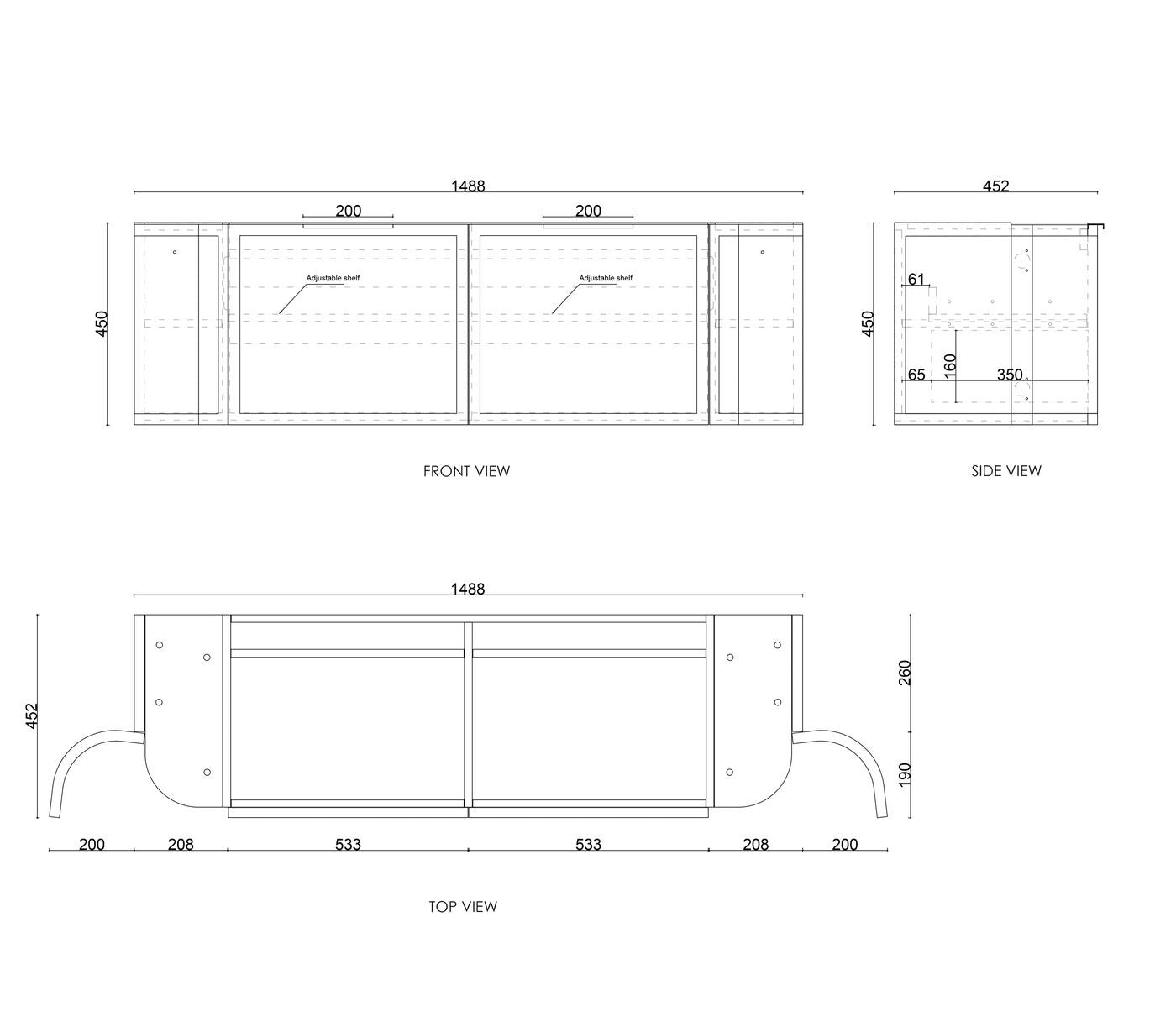 OTTI HAMPSHIRE SATIN WHITE 1500MM CURVE DOUBLE BOWL WALL HUNG VANITY