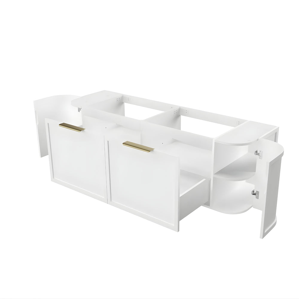 OTTI HAMPSHIRE SATIN WHITE 1500MM CURVE DOUBLE BOWL WALL HUNG VANITY