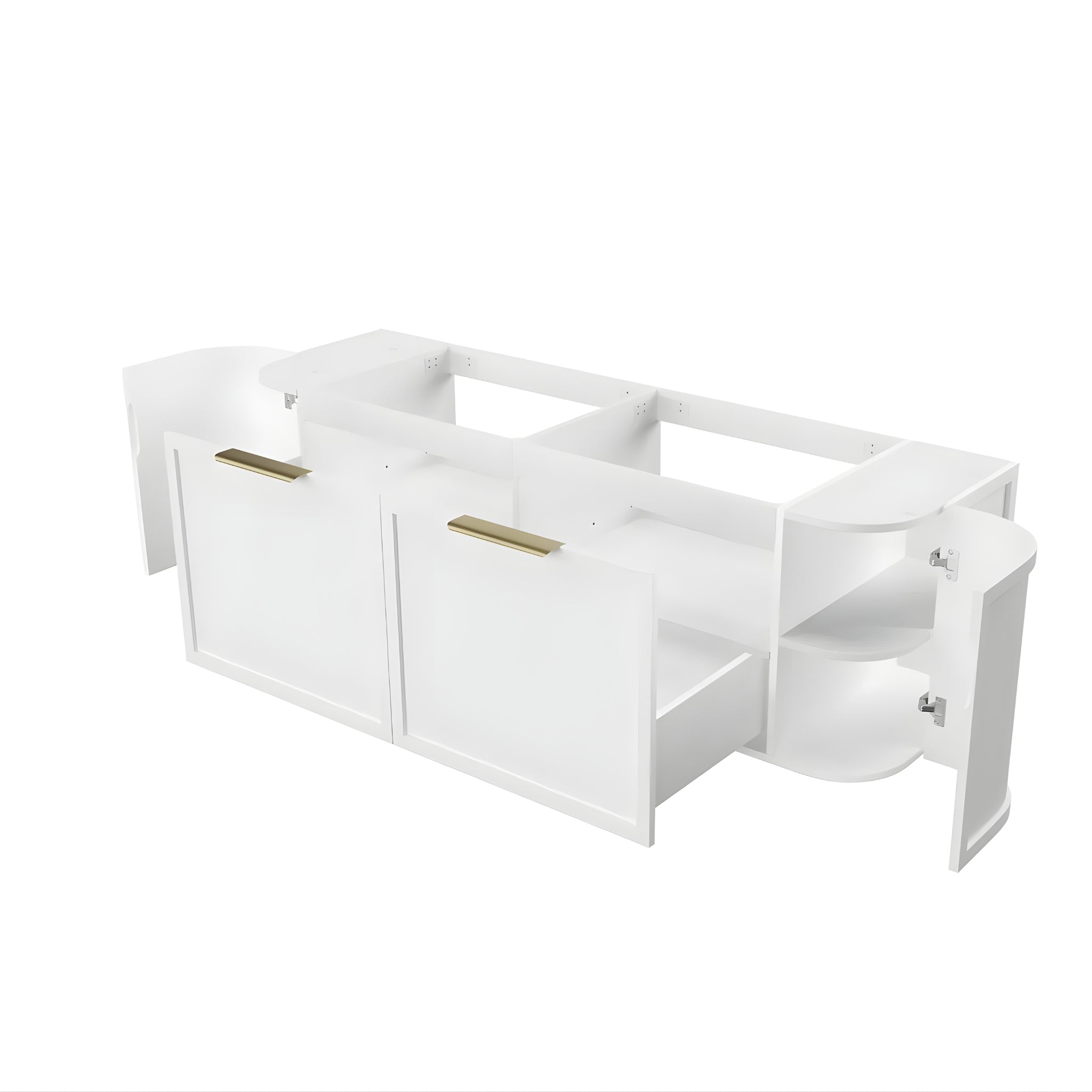 OTTI HAMPSHIRE SATIN WHITE 1500MM CURVE DOUBLE BOWL WALL HUNG VANITY