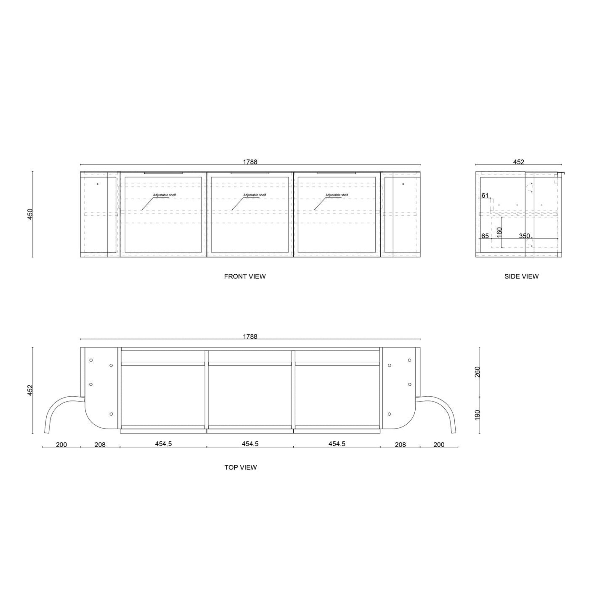 OTTI HAMPSHIRE SATIN WHITE 1800MM CURVE DOUBLE BOWL WALL HUNG VANITY