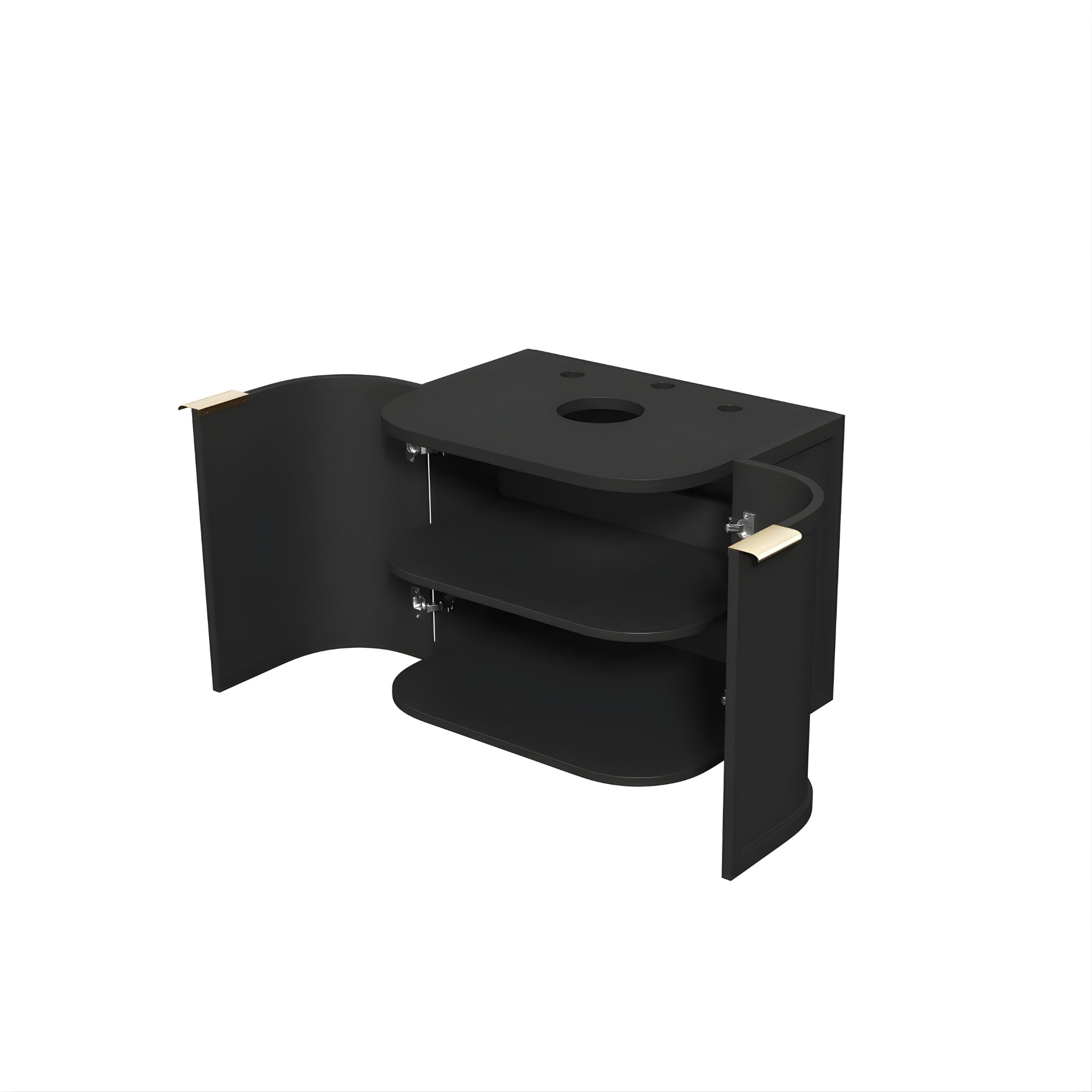 OTTI HAMPSHIRE SATIN BLACK 600MM CURVE SINGLE BOWL WALL HUNG VANITY