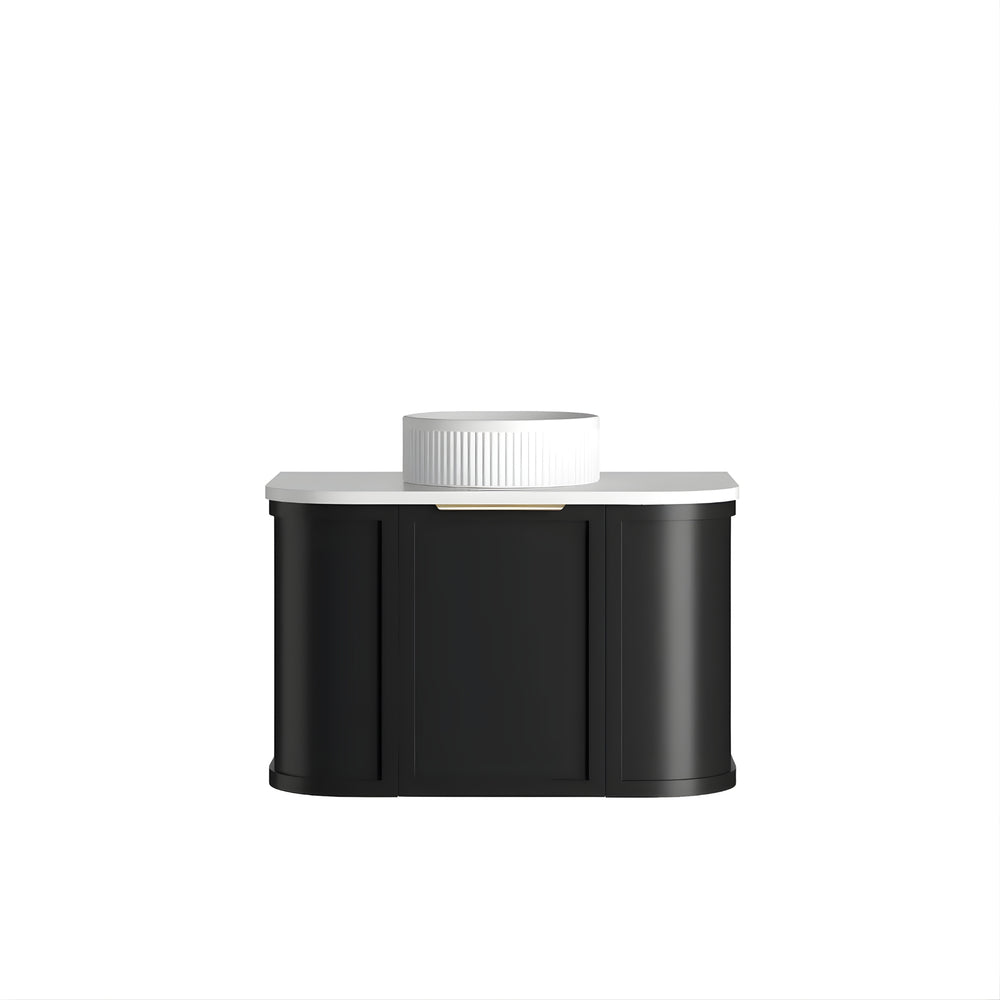OTTI HAMPSHIRE SATIN BLACK 750MM CURVE SINGLE BOWL WALL HUNG VANITY