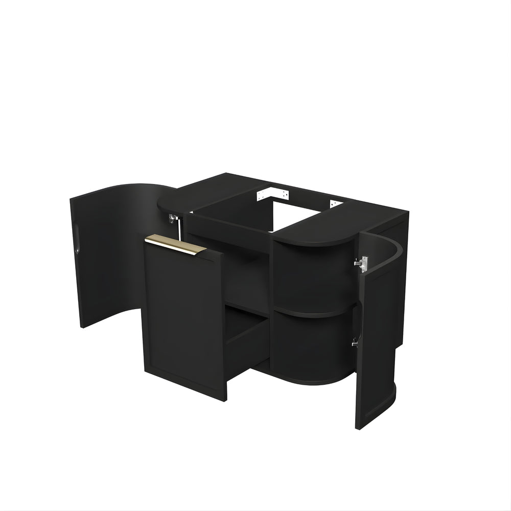 OTTI HAMPSHIRE SATIN BLACK 750MM CURVE SINGLE BOWL WALL HUNG VANITY