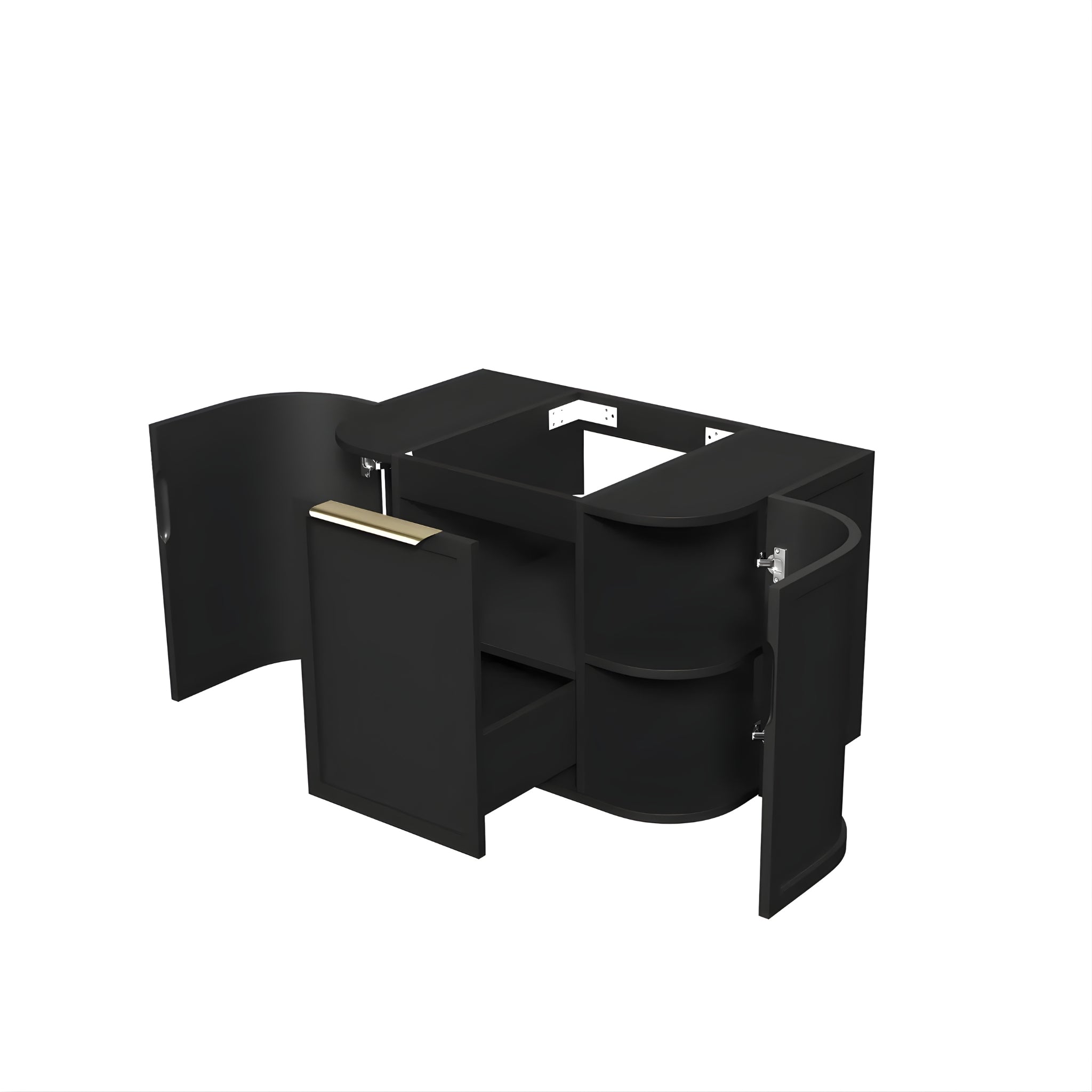OTTI HAMPSHIRE SATIN BLACK 750MM CURVE SINGLE BOWL WALL HUNG VANITY