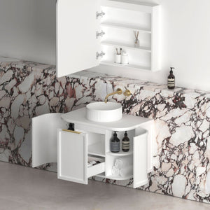 OTTI HAMPSHIRE SATIN WHITE 750MM CURVE SINGLE BOWL WALL HUNG VANITY