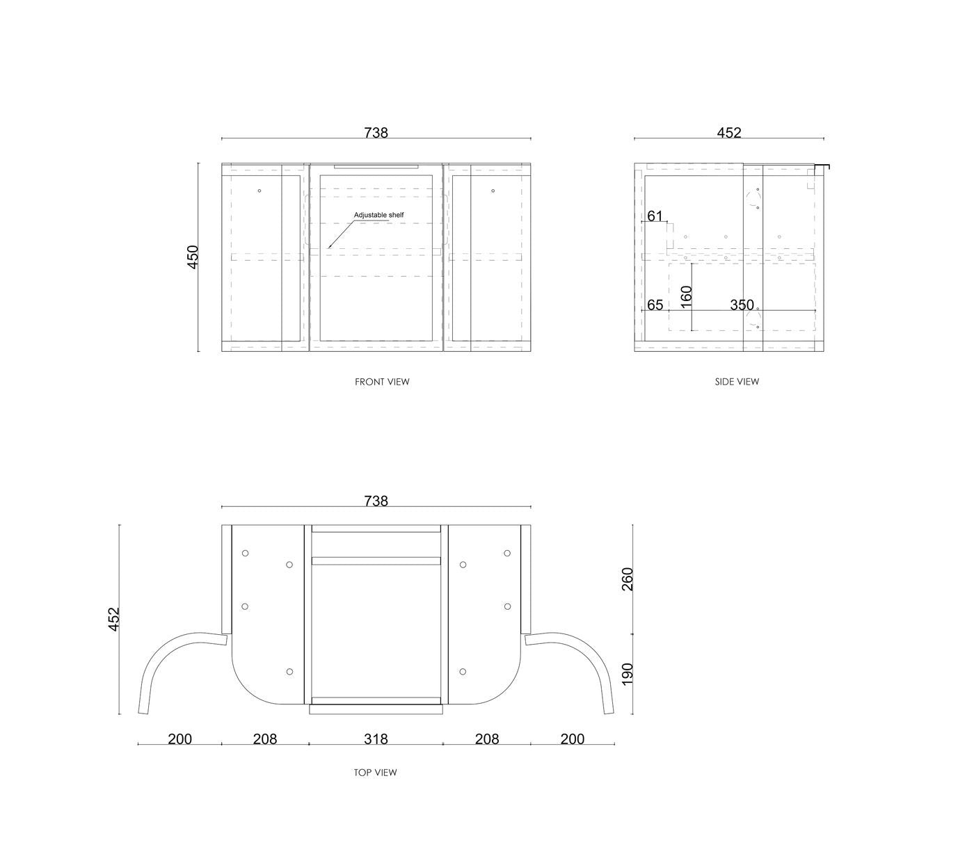 OTTI HAMPSHIRE SATIN WHITE 750MM CURVE SINGLE BOWL WALL HUNG VANITY