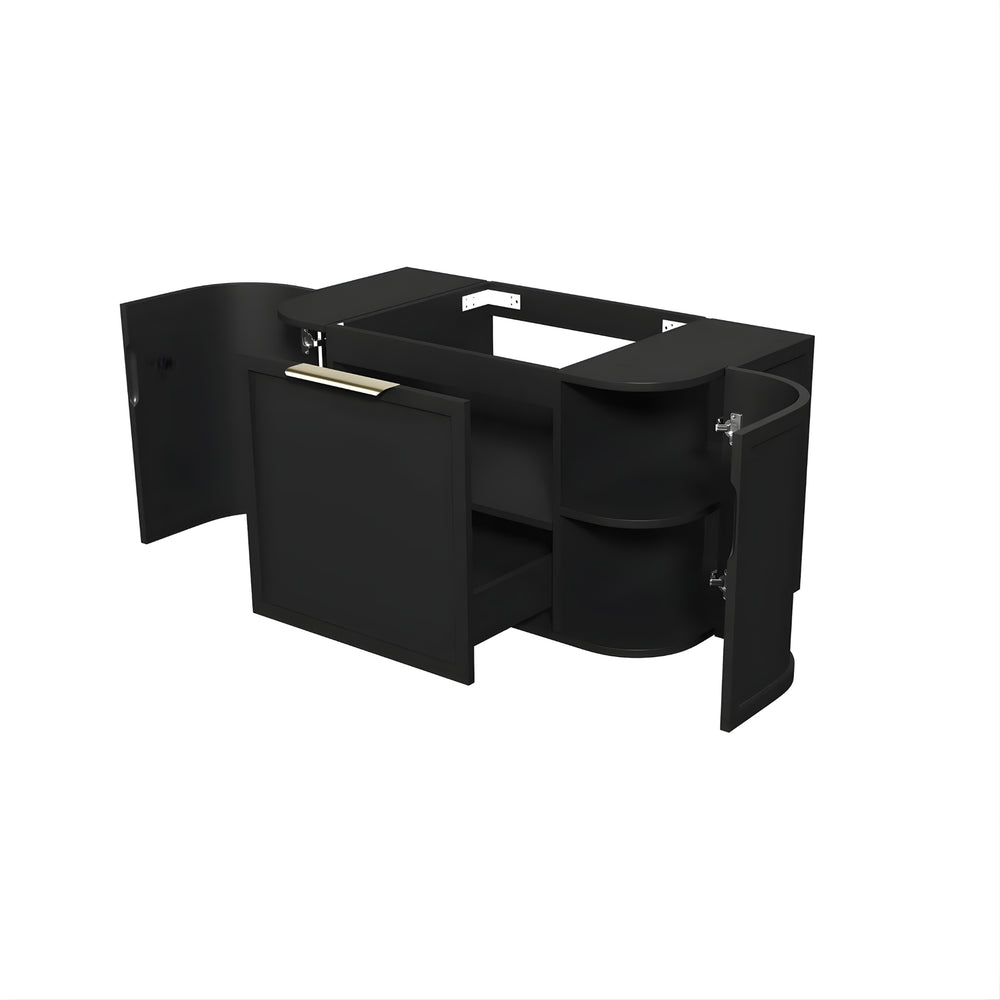 OTTI HAMPSHIRE SATIN BLACK 900MM CURVE SINGLE BOWL WALL HUNG VANITY