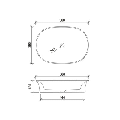 TIMBERLINE BONNIE ABOVE COUNTER BASIN MATTE WHITE 560MM
