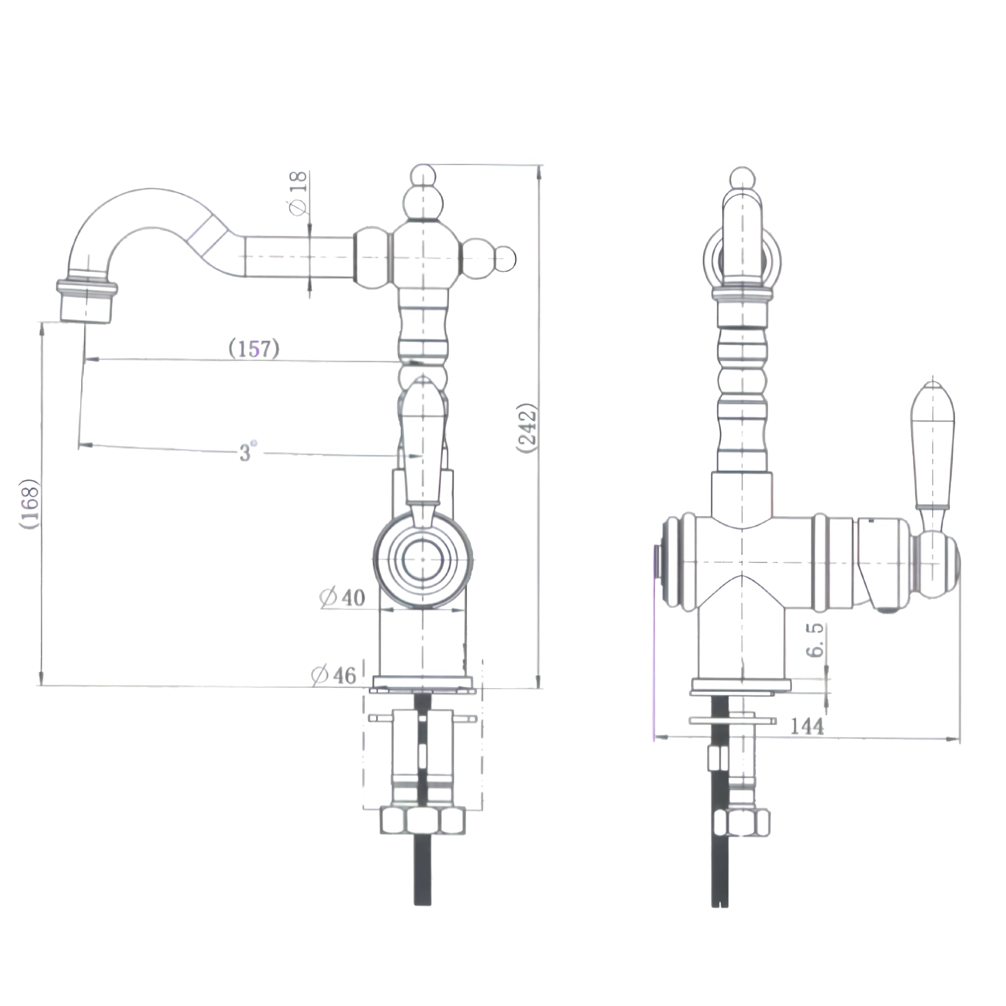 MODERN NATIONAL BORDEAUX HIGH RISE TALL BASIN MIXER ⁠⁠242MM BRUSHED BRONZE