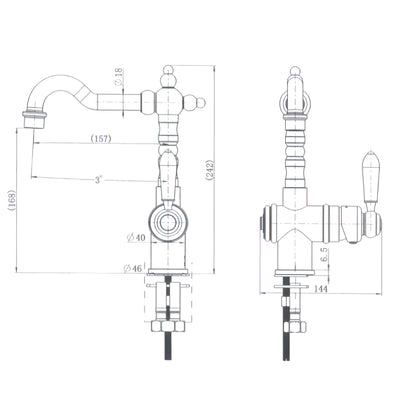 MODERN NATIONAL BORDEAUX HIGH RISE TALL BASIN MIXER ⁠⁠242MM CHROME