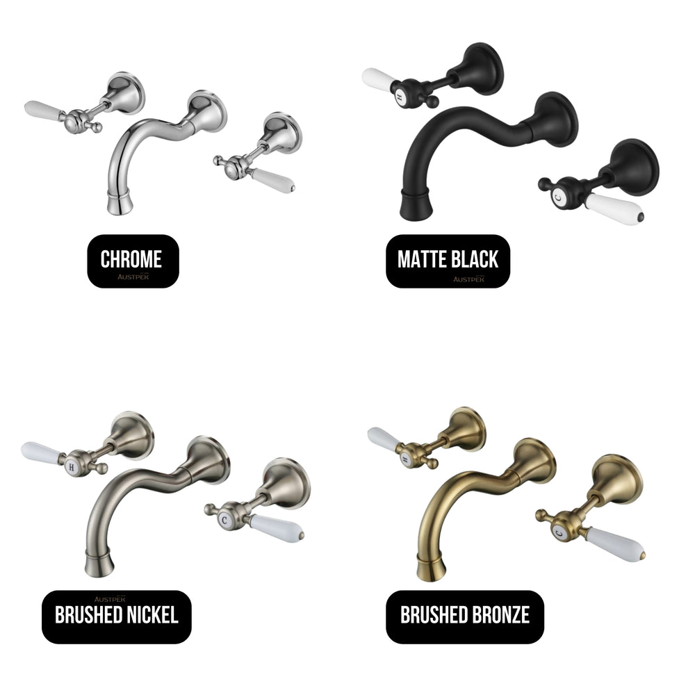 MODERN NATIONAL BORDEAUX WALL SPA AND SINK THREE PIECE SET ⁠⁠200MM BRUSHED BRONZE