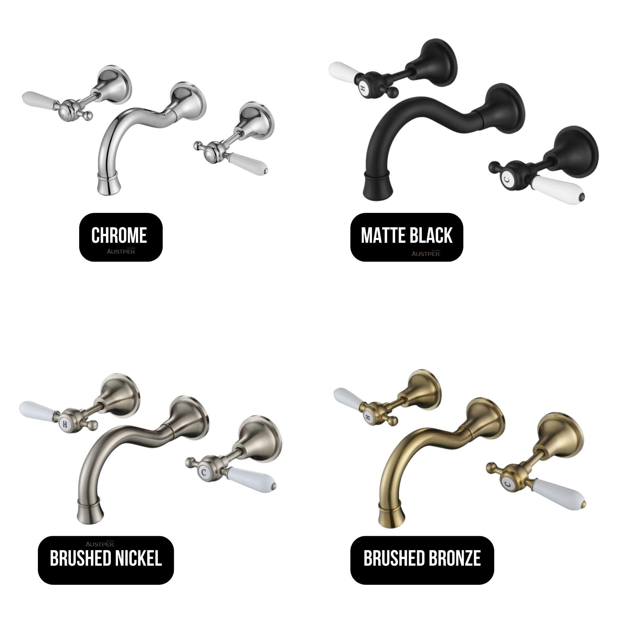 MODERN NATIONAL BORDEAUX WALL SPA AND SINK THREE PIECE SET ⁠⁠200MM BRUSHED BRONZE