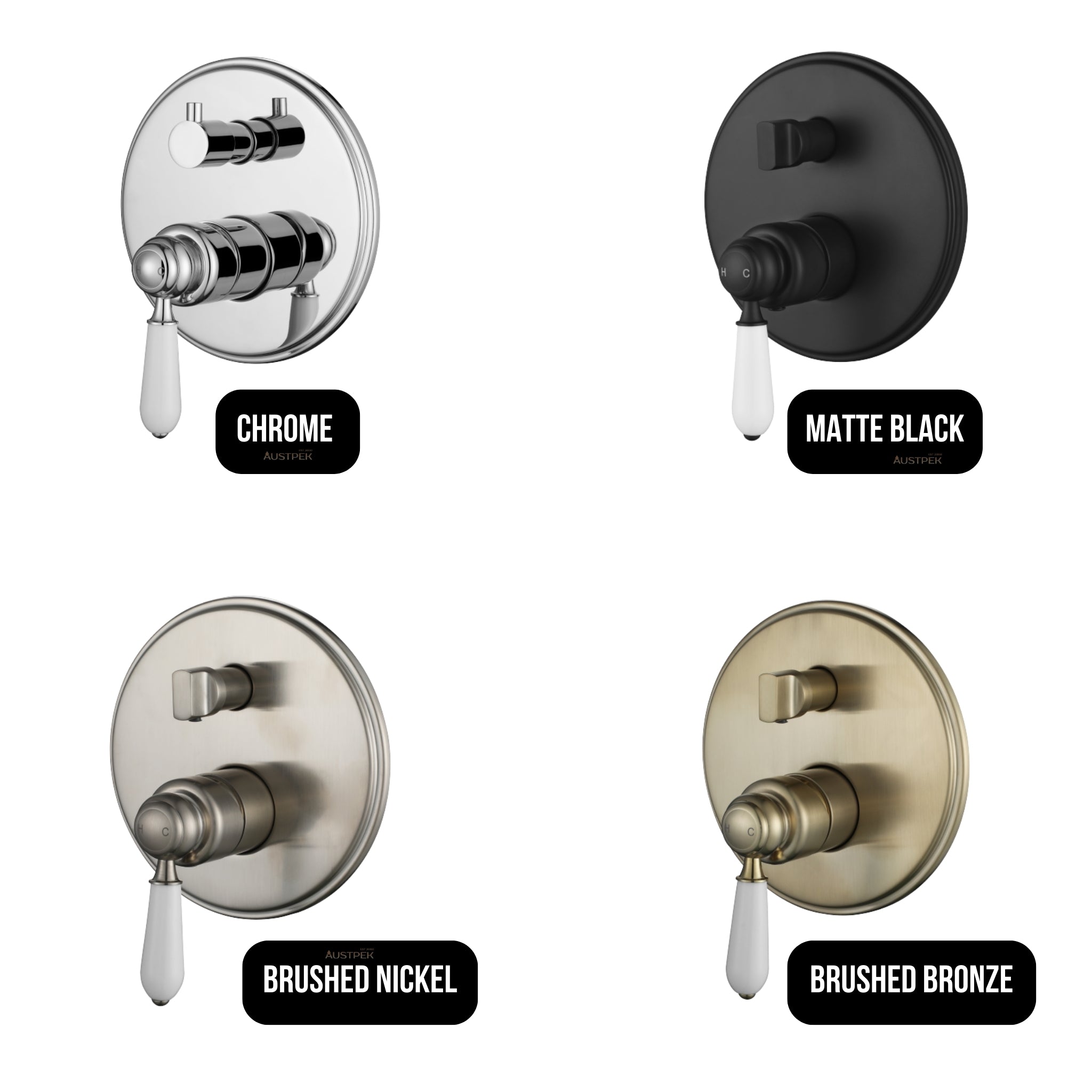 MODERN NATIONAL BORDEAUX SHOWER DIVERTER MIXER ⁠⁠160MM MATTE BLACK