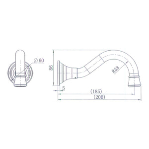 MODERN NATIONAL BORDEAUX BATH SPOUT 200MM CHROME