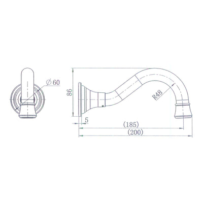 MODERN NATIONAL BORDEAUX BATH SPOUT 200MM BRUSHED BRONZE