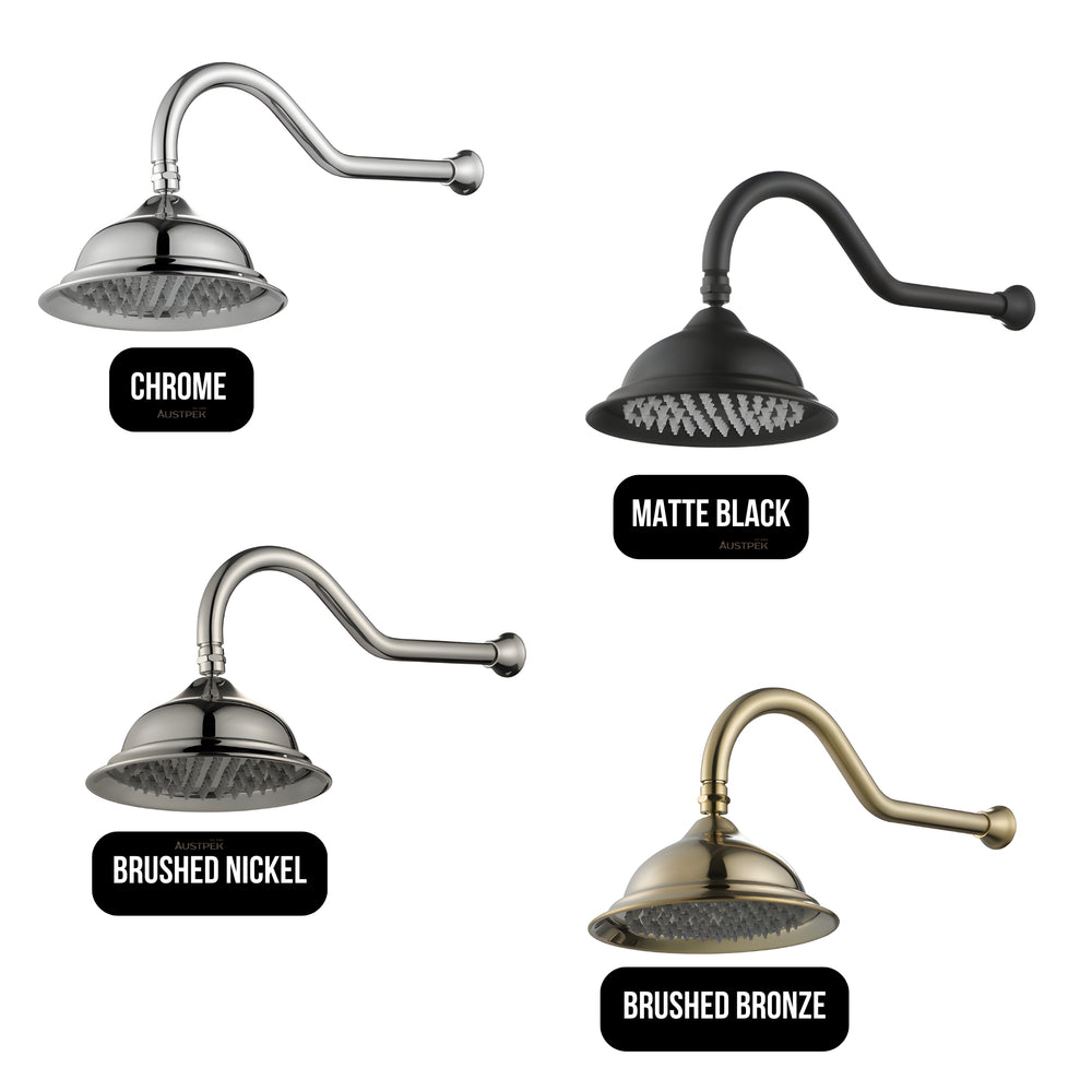 MODERN NATIONAL BORDEAUX SHOWER ARM WITH HEAD ⁠⁠505MM BRUSHED BRONZE