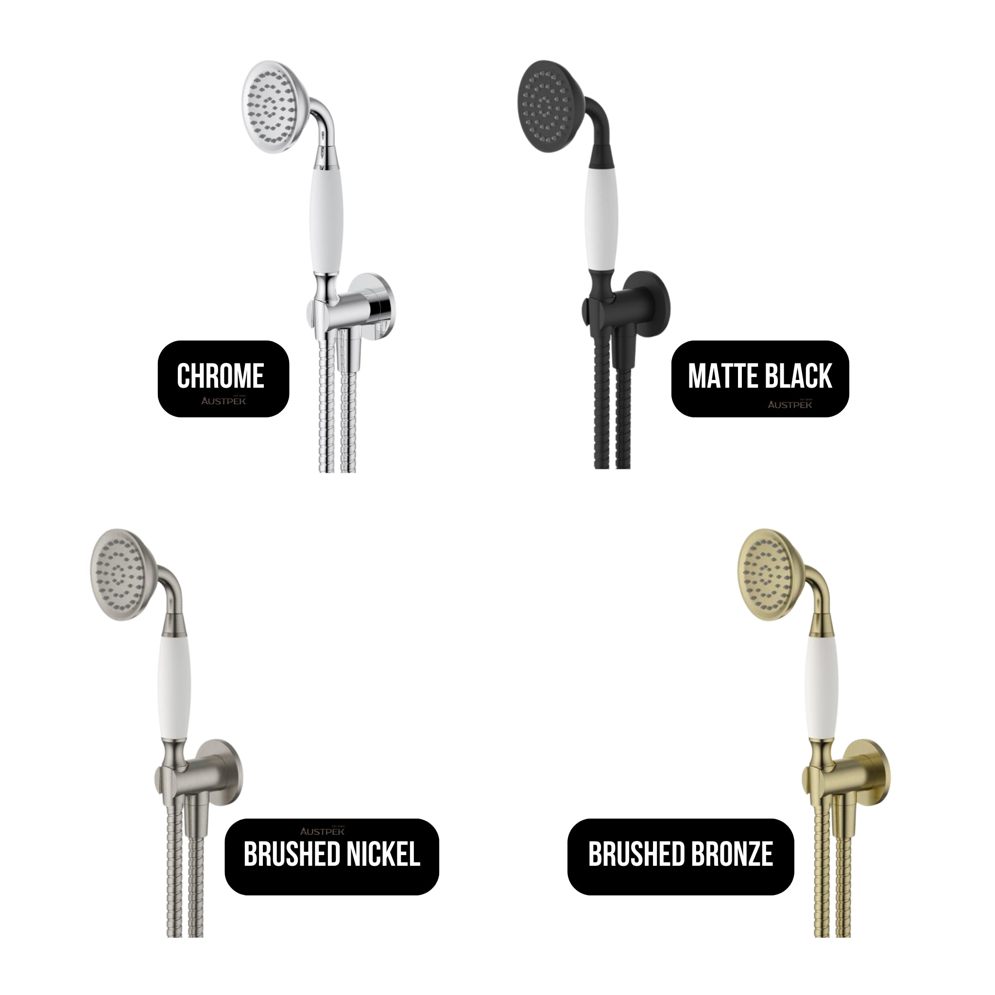 MODERN NATIONAL BORDEAUX HAND SHOWER ON BRACKET 224MM MATTE BLACK