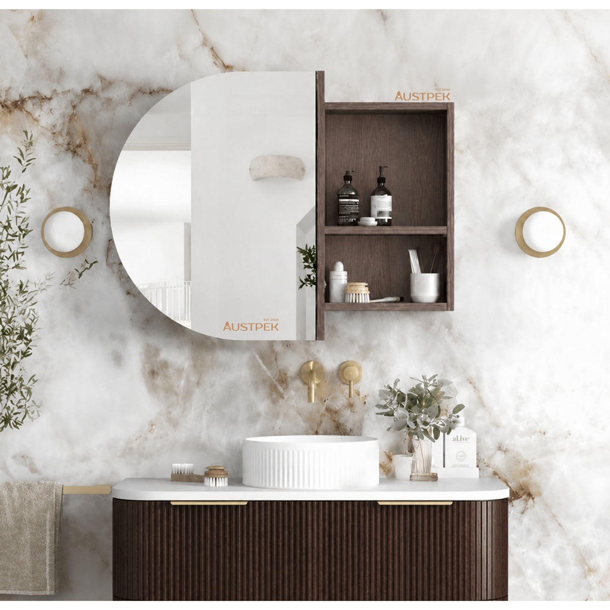 OTTI BONDI SABLE WALNUT SHAVING CABINET 900X600MM