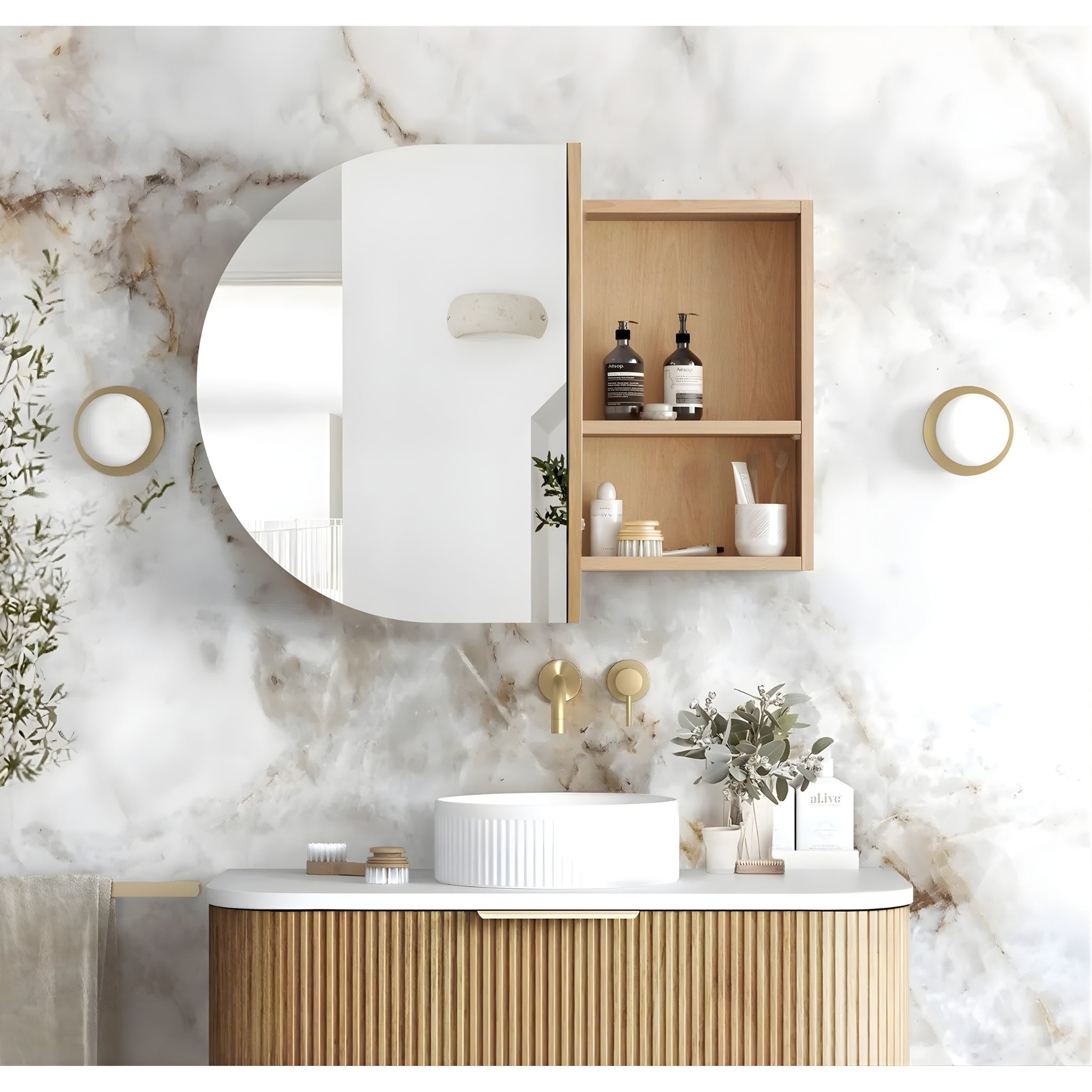 OTTI BONDI WOODLAND OAK SHAVING CABINET 900X600MM