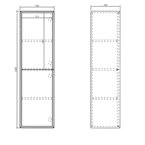 OTTI BONDI WALL HUNG TALL BOY 350MM X 1200MM WOODLAND OAK