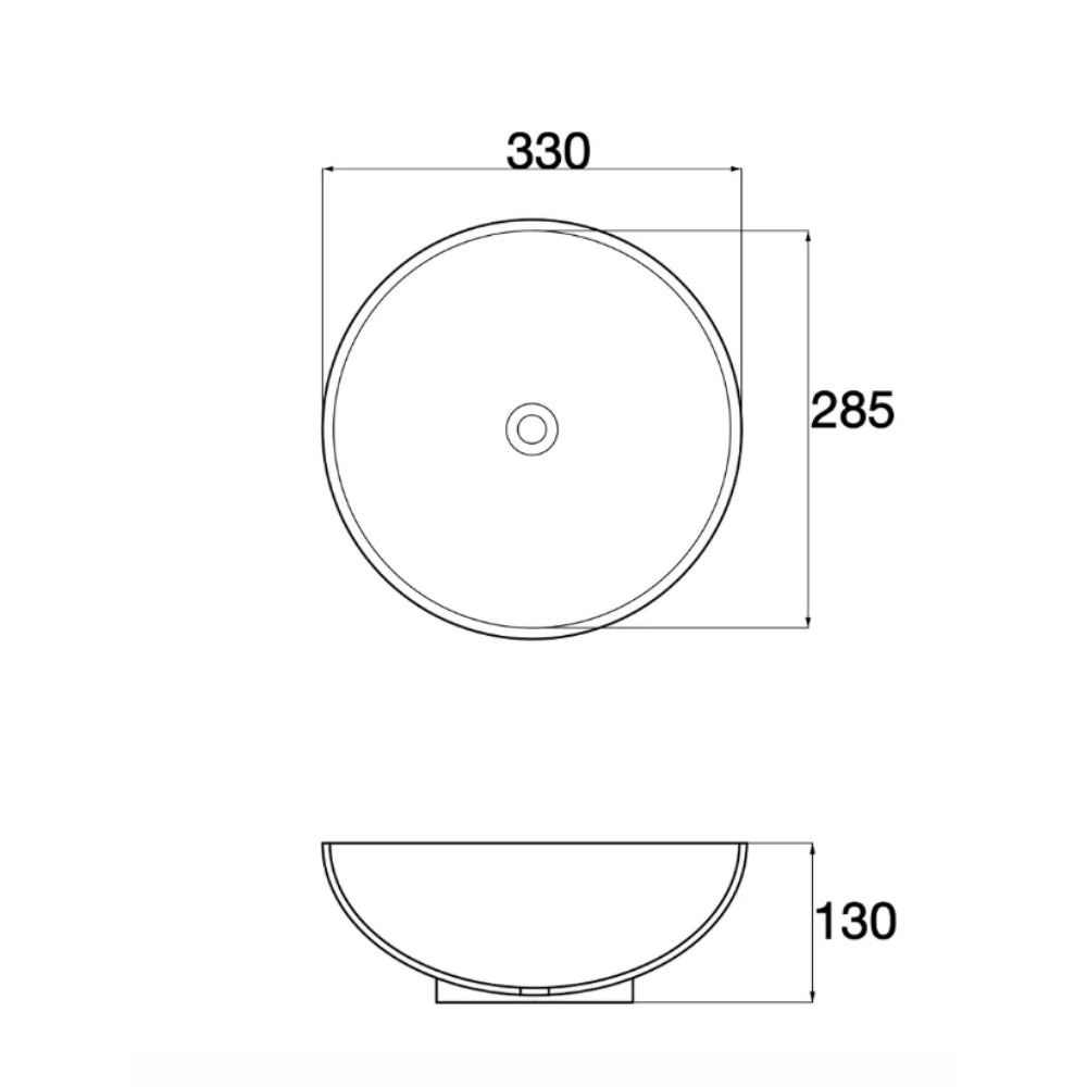 CLAYA ROUND ABOVE COUNTER BASIN GLOSS WHITE 330MM