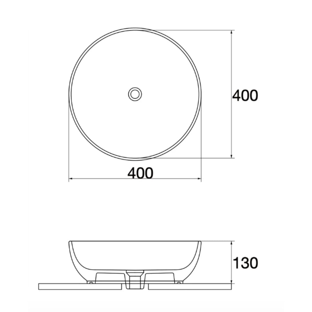 CLAYA ROUND ABOVE COUNTER BASIN GLOSS WHITE 400MM