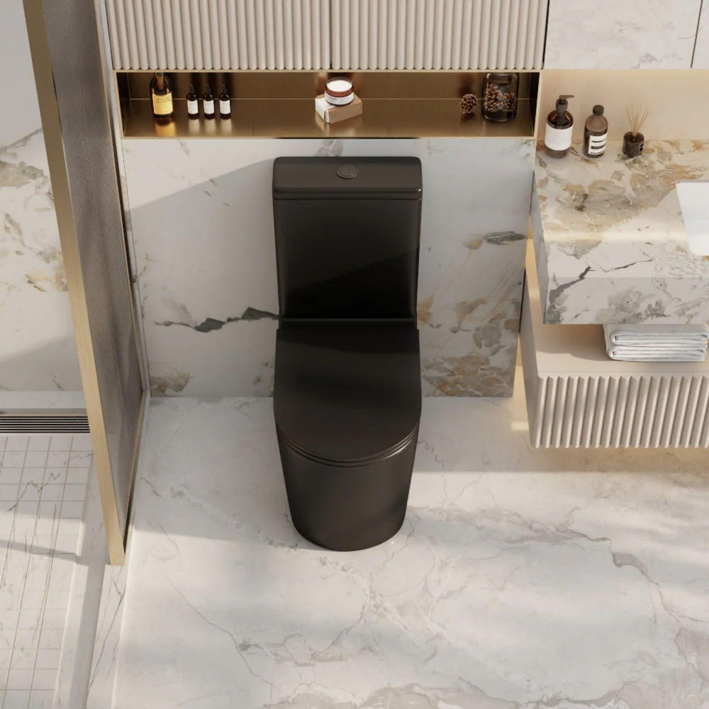 MERCIO BERLIN QUIET RIMLESS AND TORNADO FLUSH BACK TO WALL TOILET SUITE MATTE BLACK
