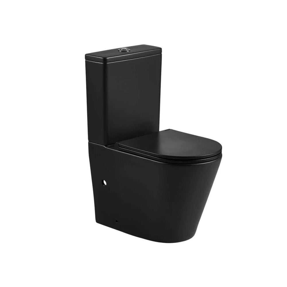 MERCIO BERLIN QUIET RIMLESS AND TORNADO FLUSH BACK TO WALL TOILET SUITE MATTE BLACK