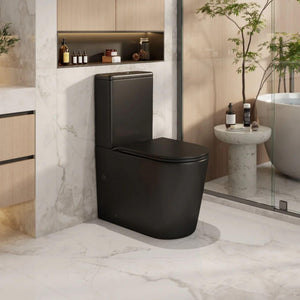 MERCIO BERLIN QUIET RIMLESS AND TORNADO FLUSH BACK TO WALL TOILET SUITE MATTE BLACK