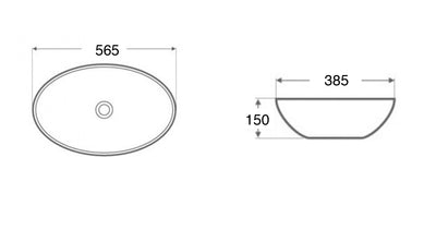 VEROTTI BROOKLYN ABOVE COUNTER CONCRETE BASIN MATTE GREY 565MM