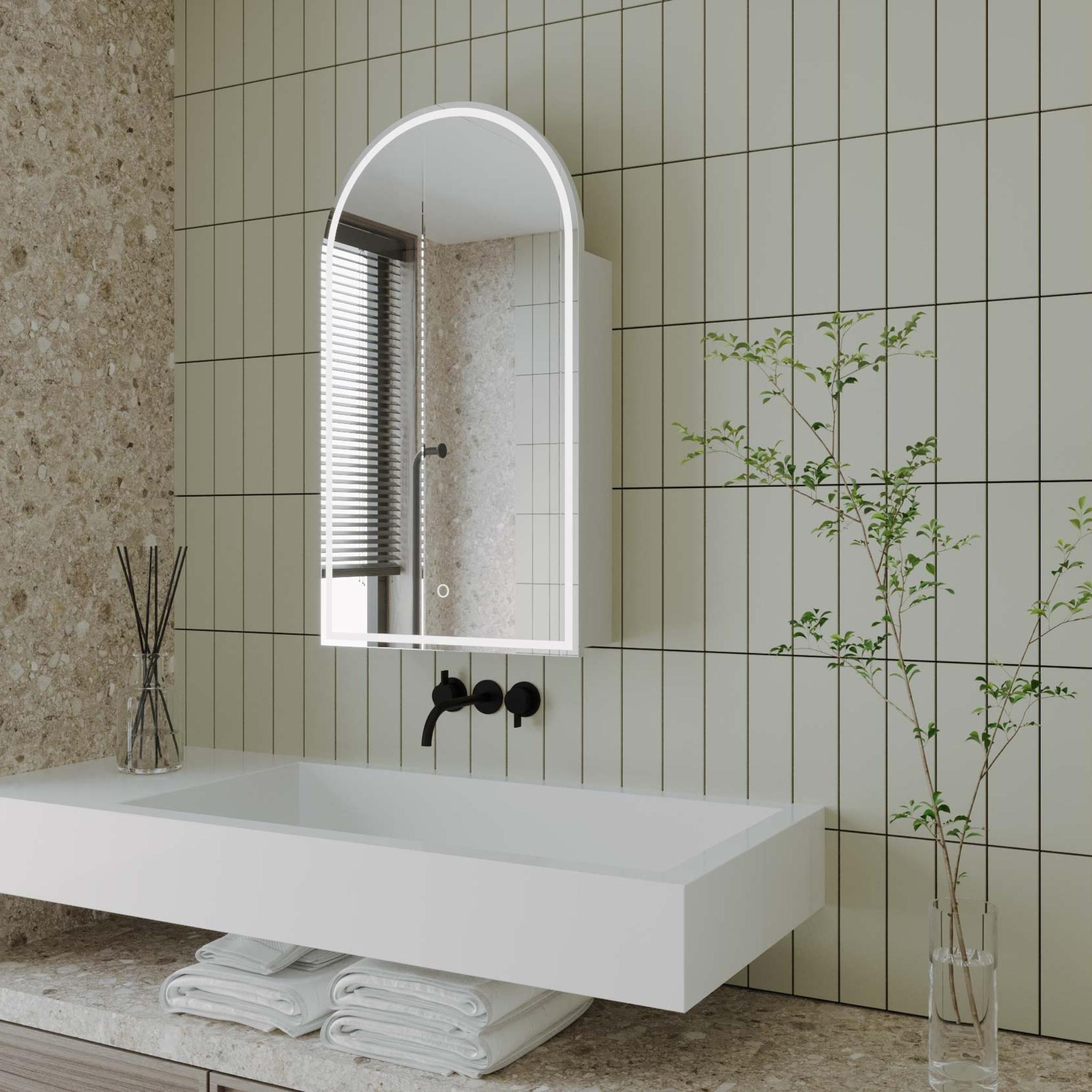 REMER BLANCA FRAMELESS WHITE LED SHAVING CABINET 500X900MM