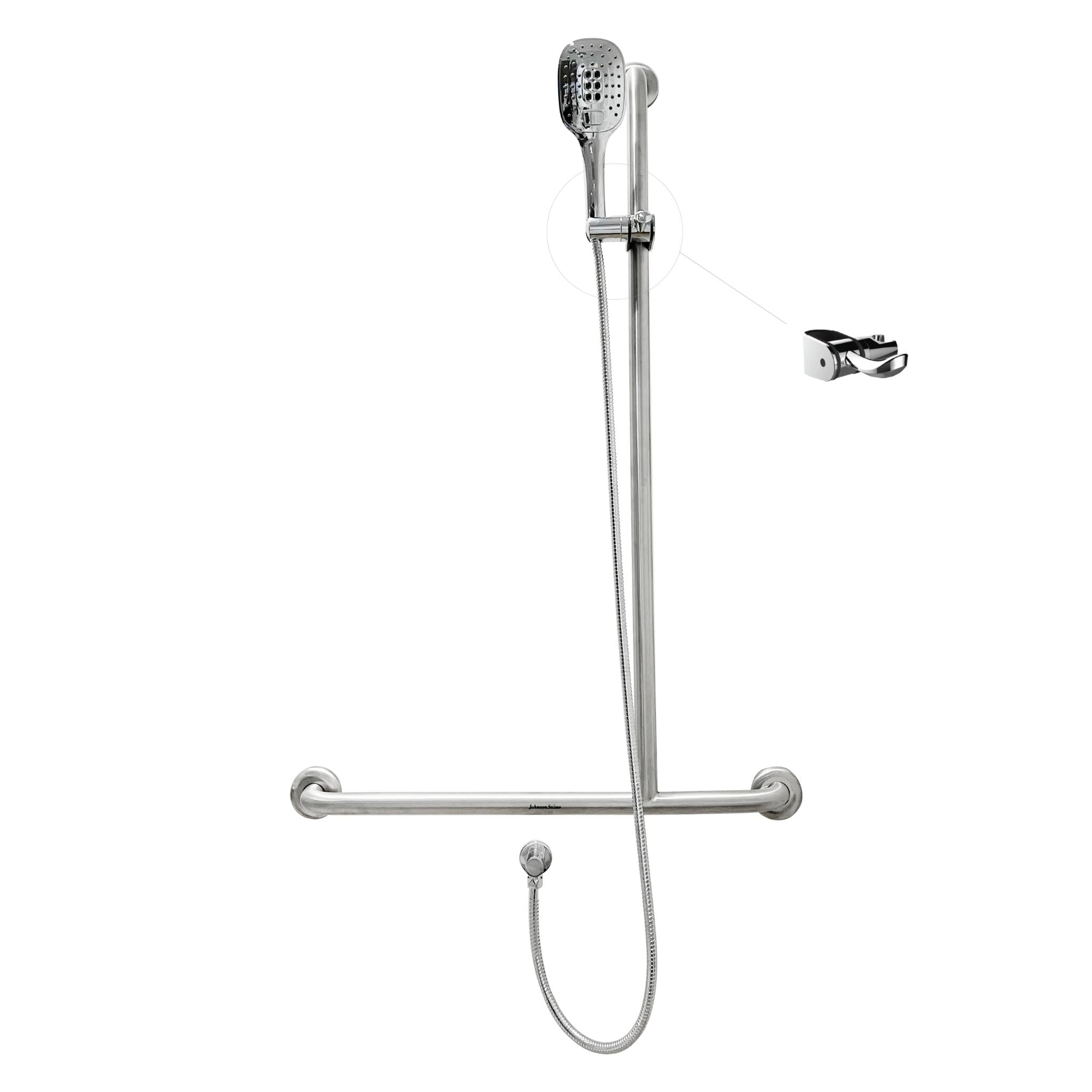 JOHNSON SUISSE LIFE ASSIST 3 FUNCTION GRAB RAIL SHOWER SET 700MM CHROME (AVAILABLE IN LEFT AND RIGHT HAND)