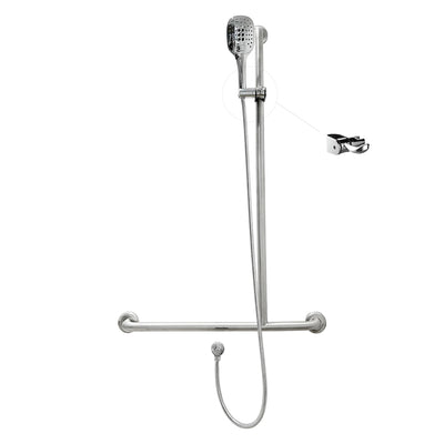JOHNSON SUISSE LIFE ASSIST 3 FUNCTION GRAB RAIL SHOWER SET 700MM CHROME (AVAILABLE IN LEFT AND RIGHT HAND)