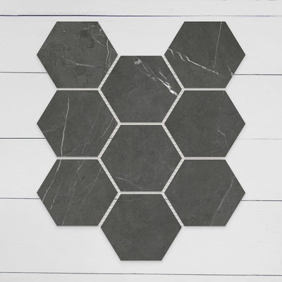 ELITE IMPORTERS BRACCA DARK GREY MATTE 292X252MM HEXAGON MOSAIC TILE (PER BOX)