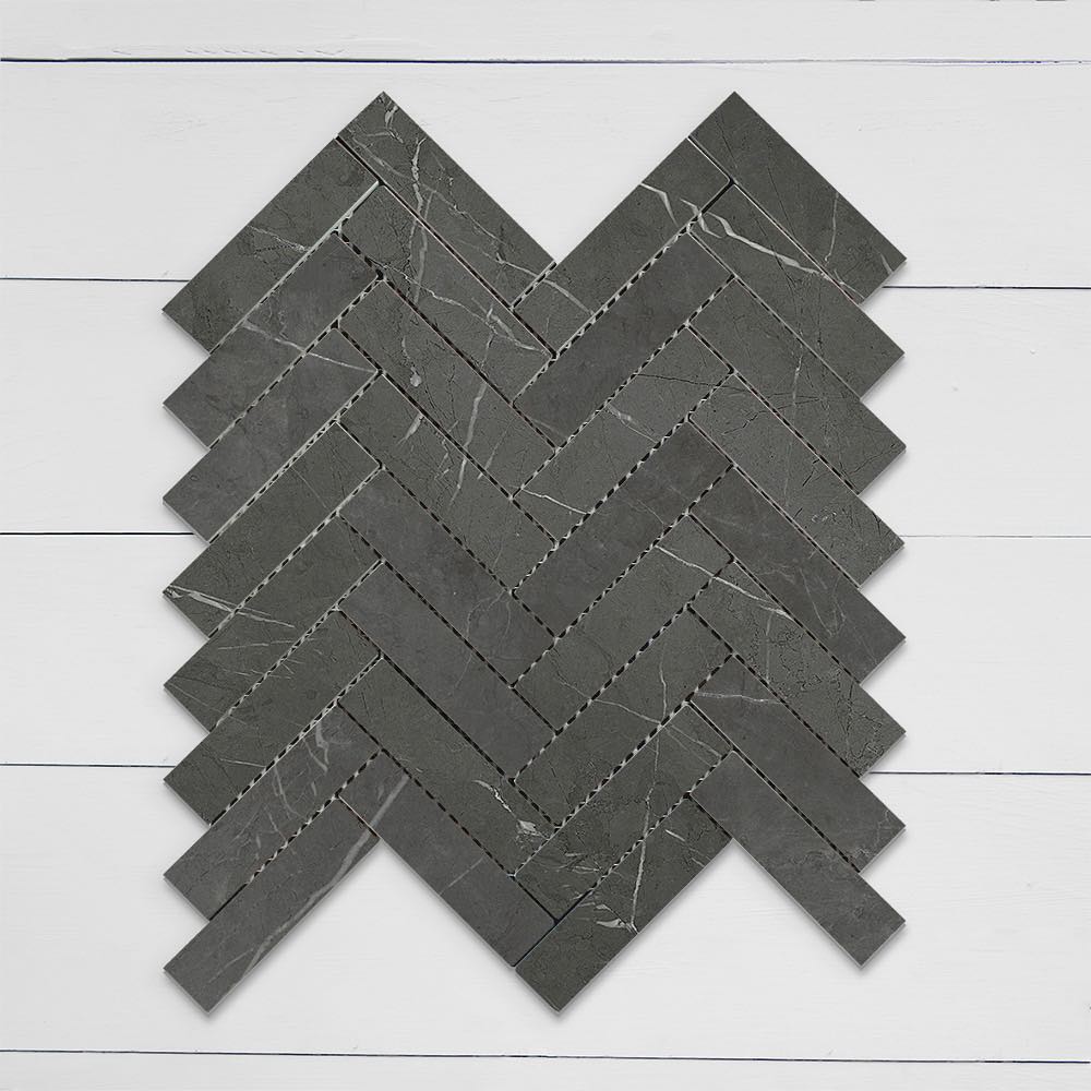 ELITE BRACCA DARK GREY MATTE 287X281MM HERRINGBONE MOSAIC TILE (PER BOX)