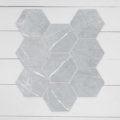 ELITE IMPORTERS BRACCA LIGHT GREY MATTE 292X252MM HEXAGON MOSAIC TILE (PER BOX)