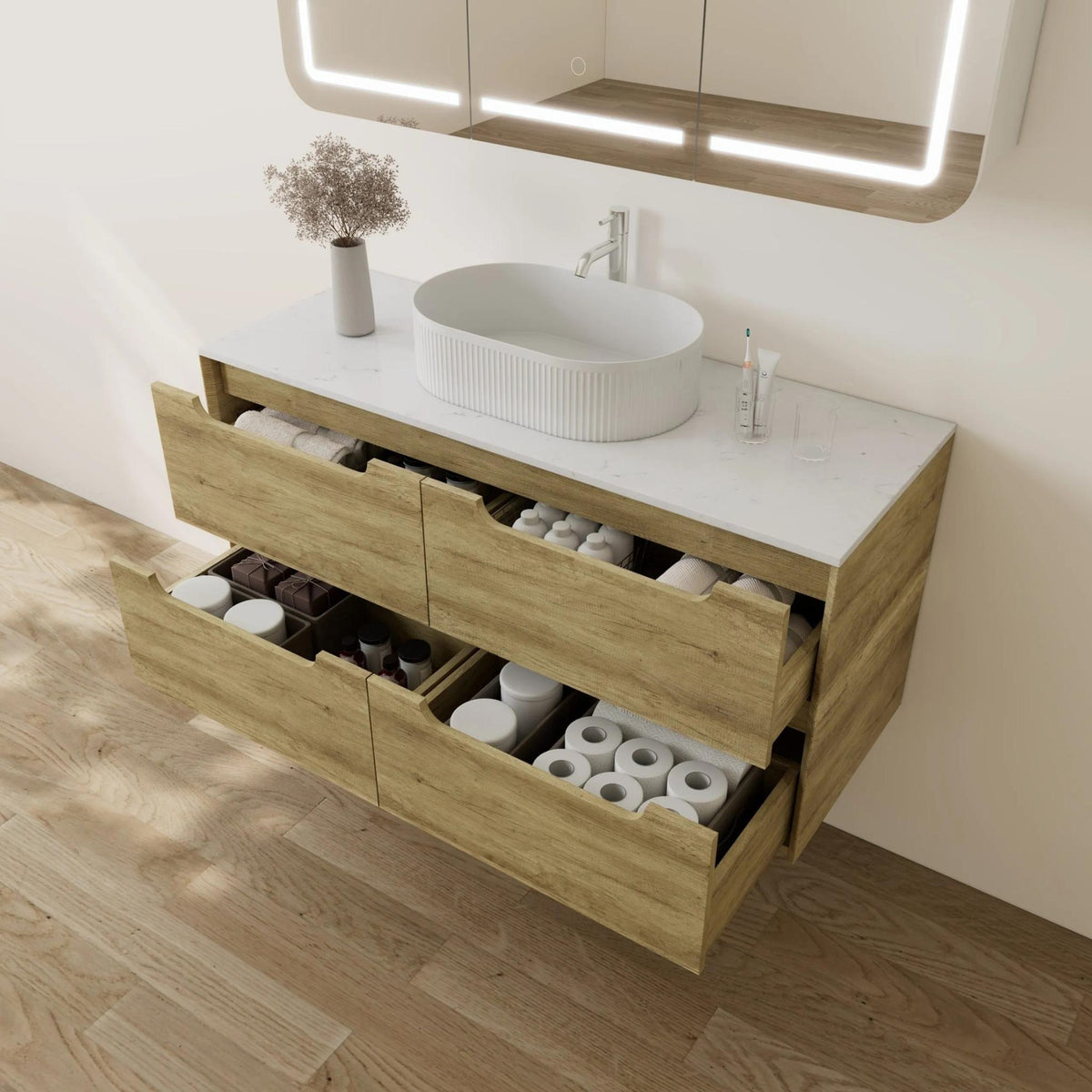 VITO BROOKLYN ASHWOOD 1200MM SINGLE BOWL WALL HUNG VANITY